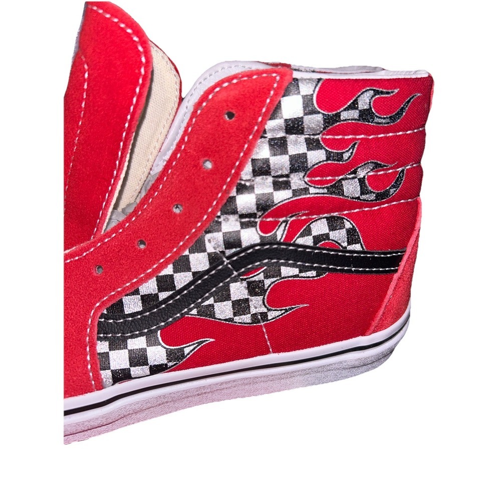Vans SK8-Hi reflect check flame‎ racin skateboard shoes sneakers Jr's Size 7 NIB